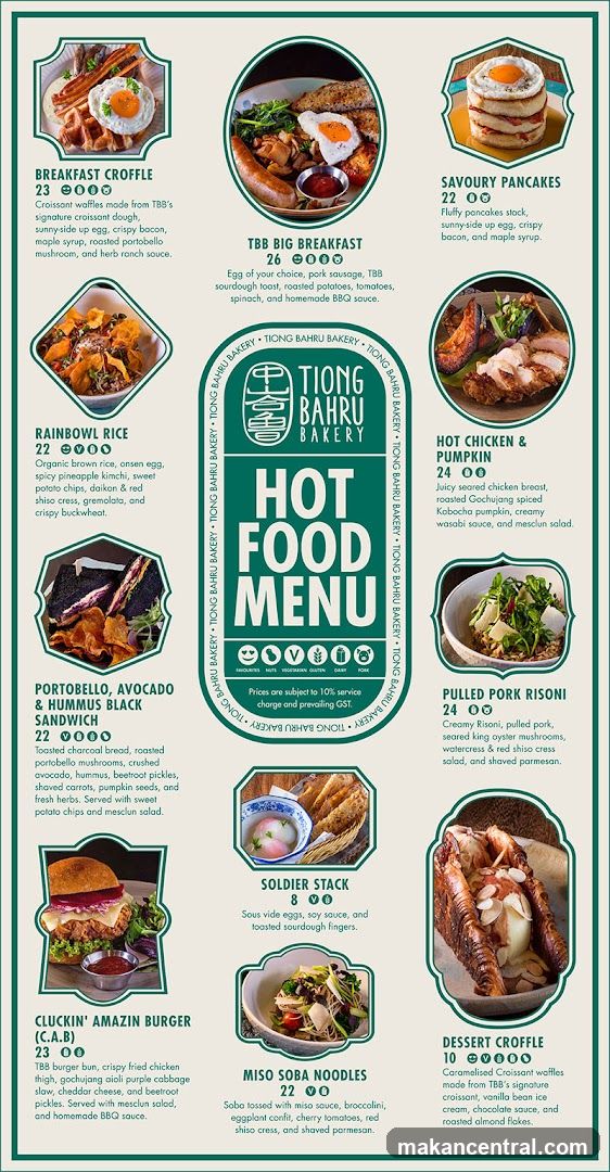 Tiong Bahru Bakery Hot Food Menu