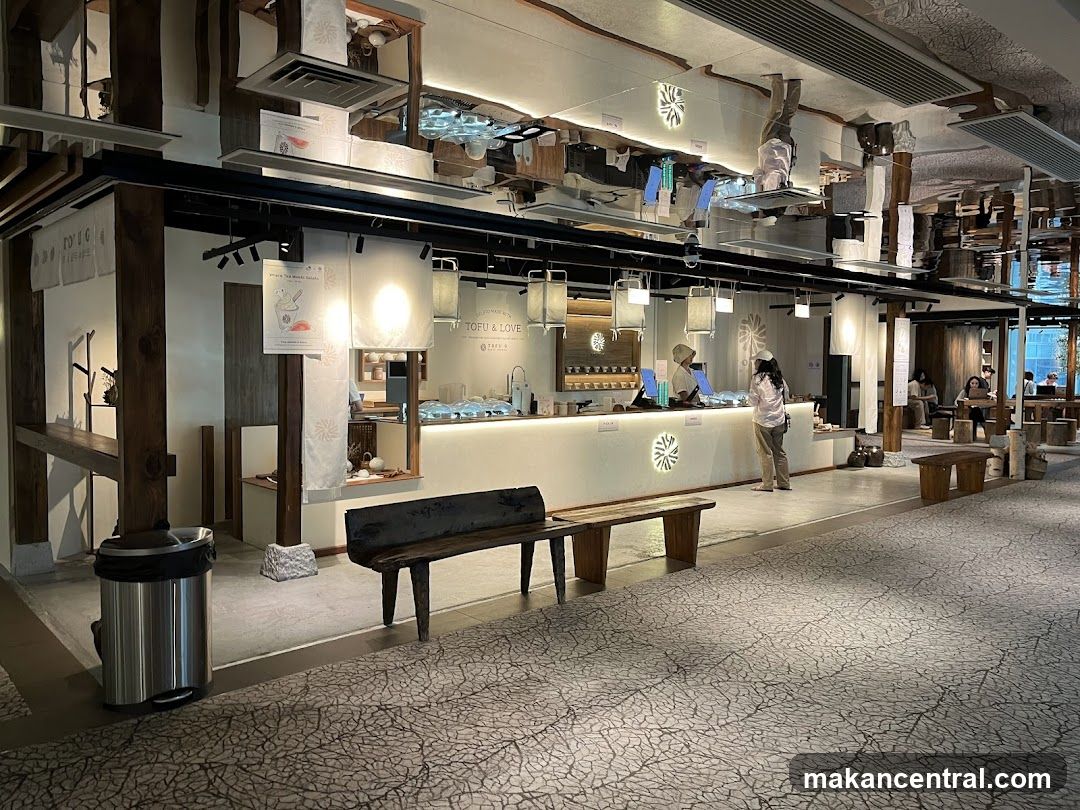 Interior of a cafe with a counter and seating