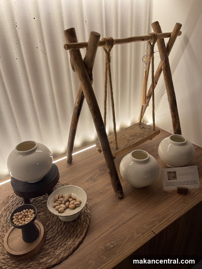 Decorative Display with Vases and Nuts