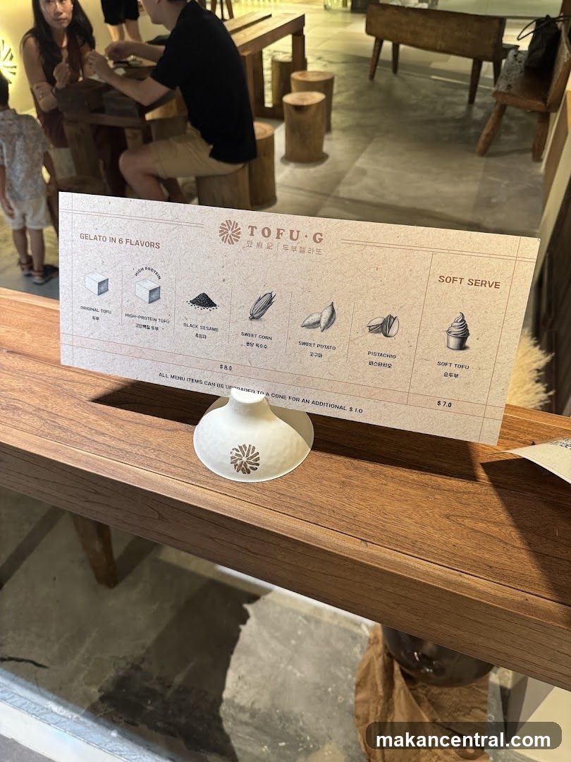 Tofu G Gelato Menu