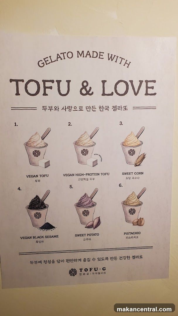 Tofu & Love Gelato Menu