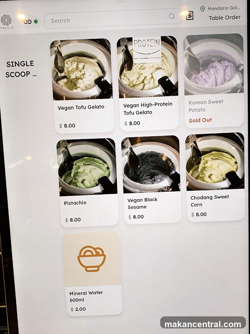 Single Scoop Menu