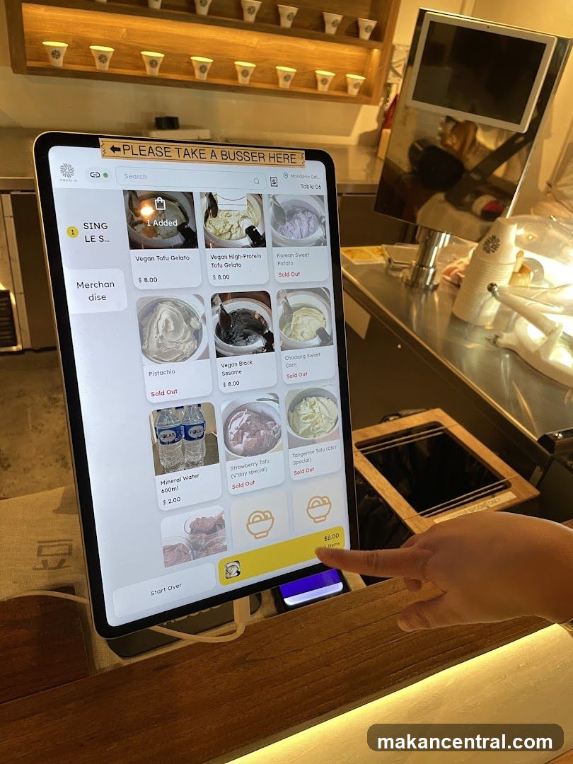 Gelato Menu on Tablet