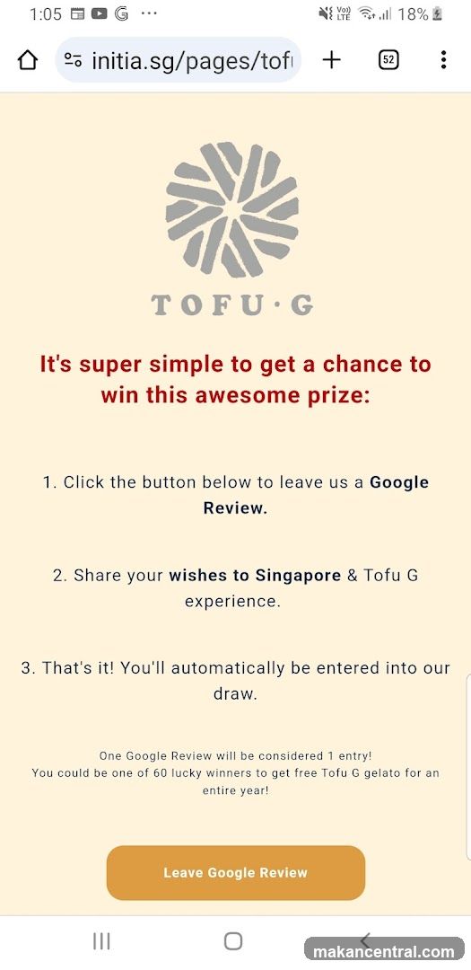 Tofu G Prize Draw