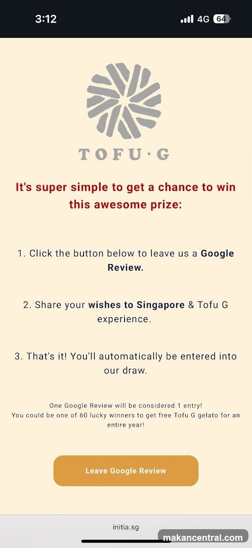 Tofu G Prize Draw
