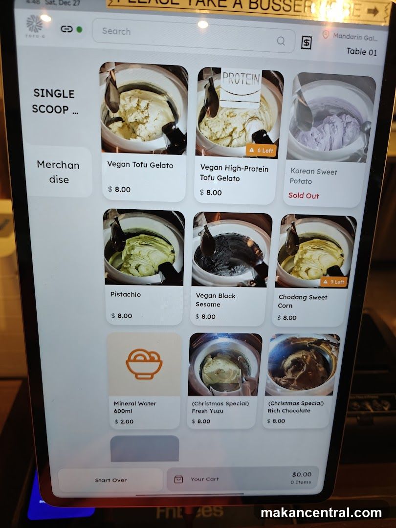 Single Scoop Menu