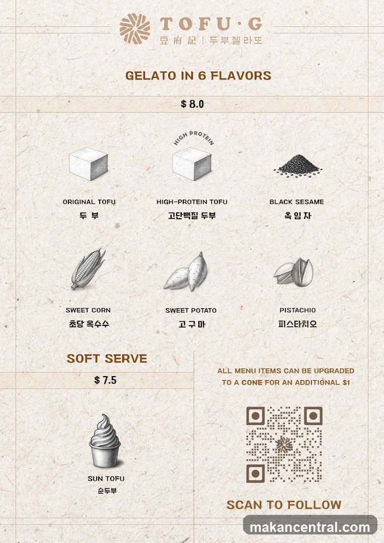Tofu G Gelato Menu