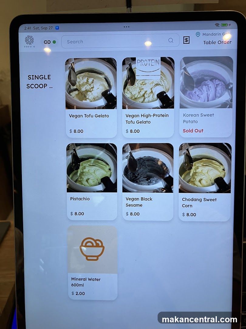 Single Scoop Menu