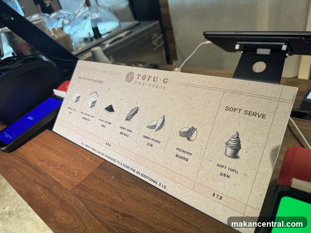 Tofu G Gelato Menu