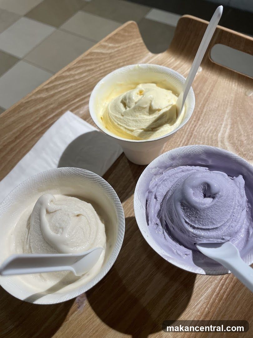 Three cups of ice cream