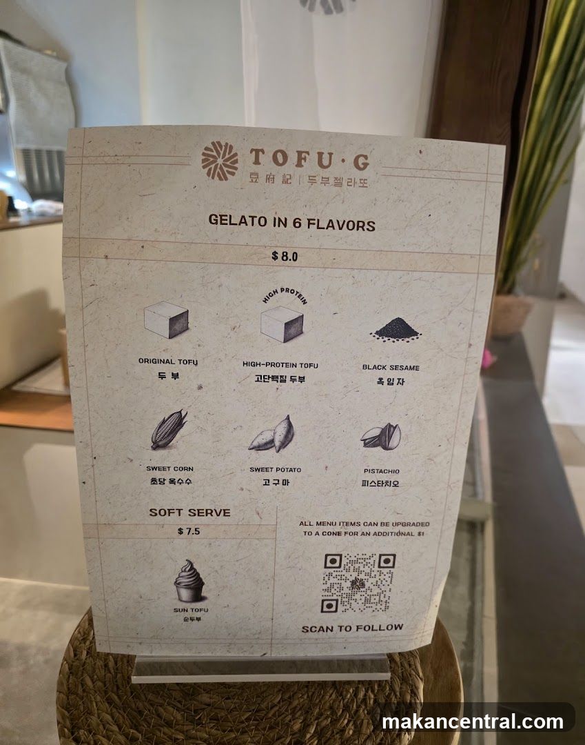 TOFU G Gelato Menu