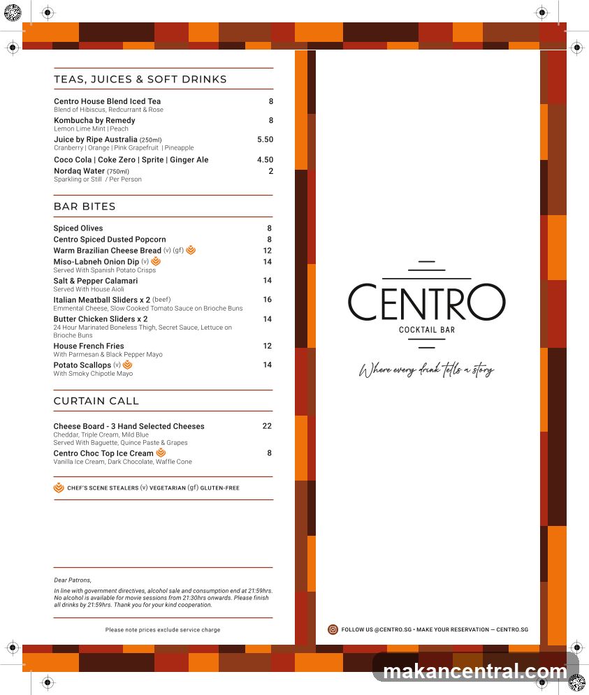 Centro Cocktail Bar Menu