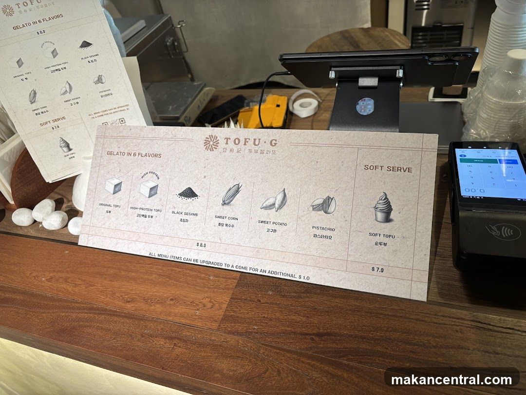 TOFU G Gelato Menu
