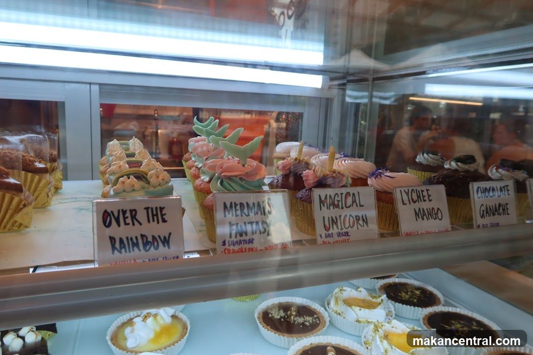 Cupcakes in a display case