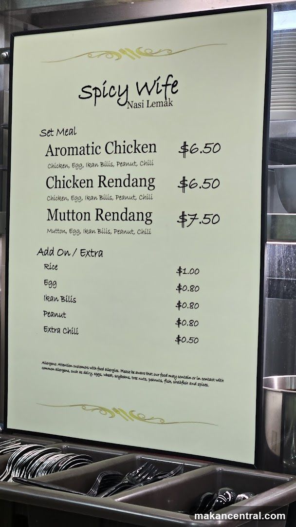 Spicy Wife Nasi Lemak Menu