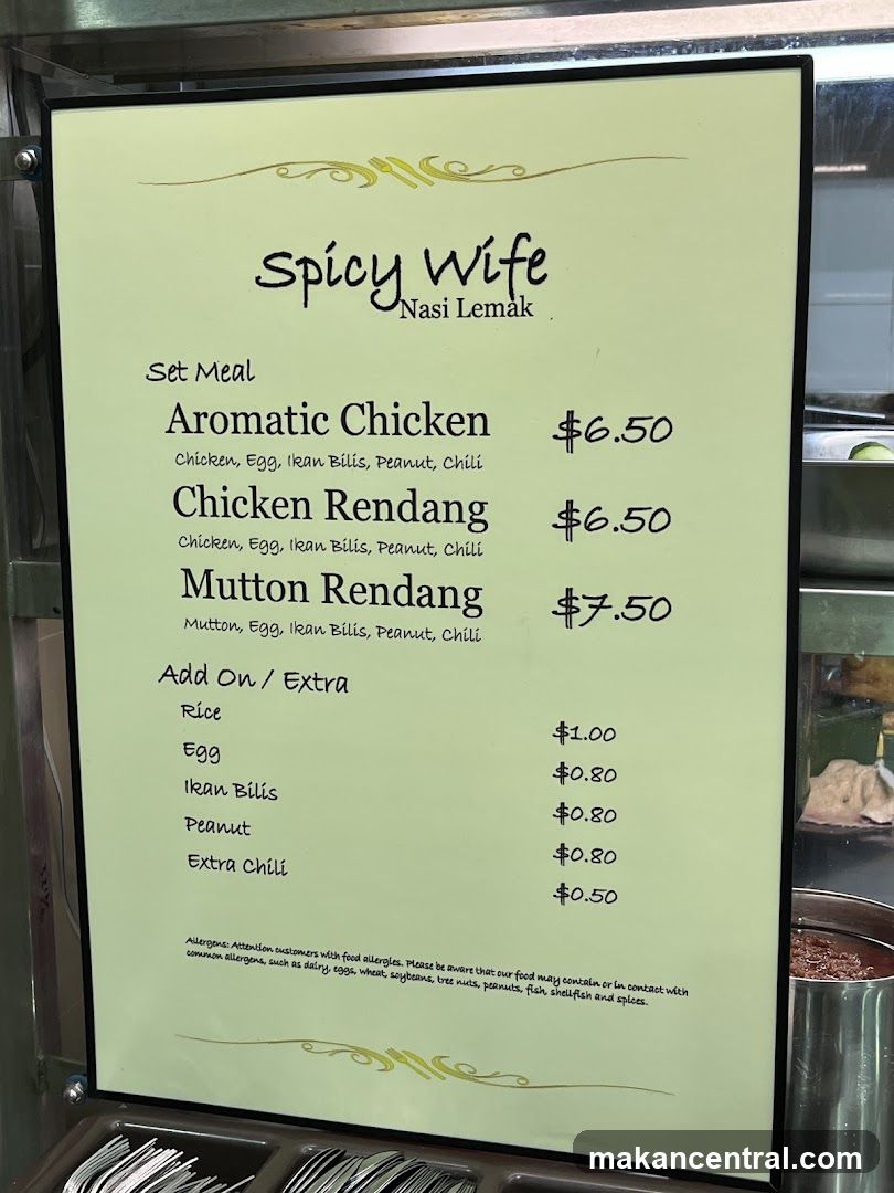Spicy Wife Nasi Lemak Menu