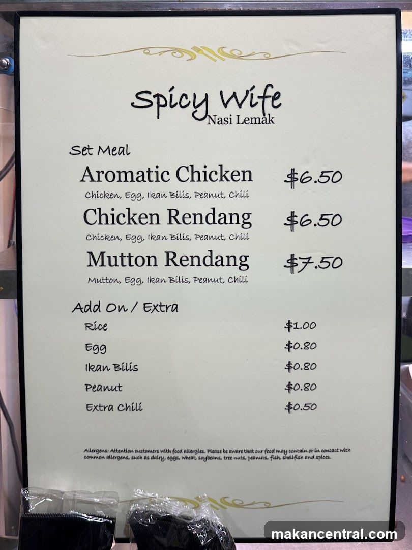 Spicy Wife Nasi Lemak Menu