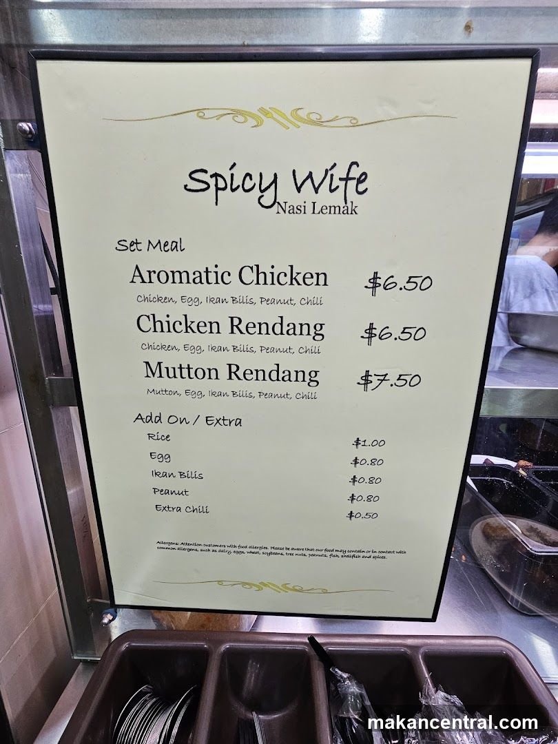 Spicy Wife Nasi Lemak Menu