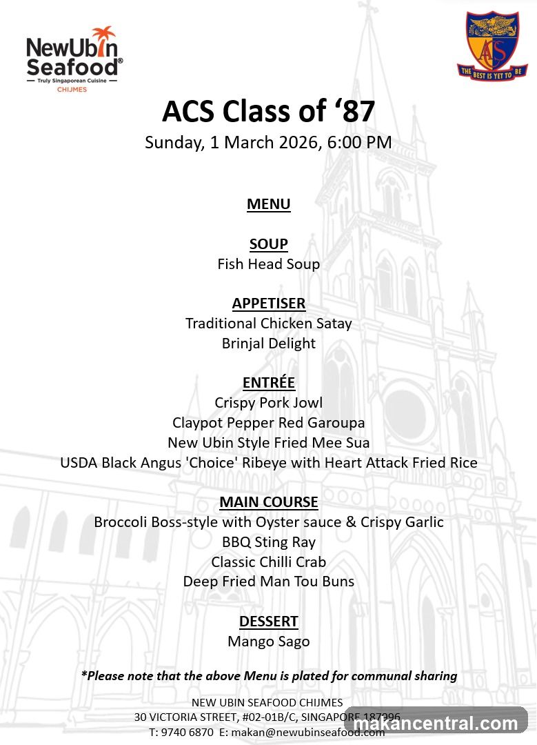 ACS Class of '87 Menu