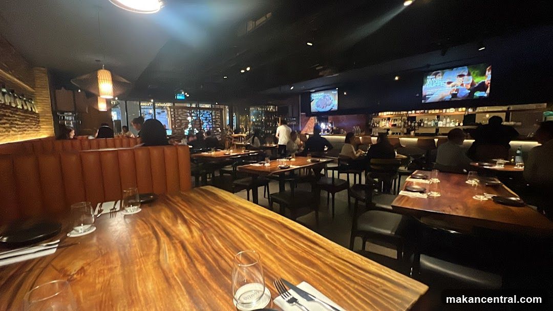 Restaurant Interior with Bar and Dining Tables