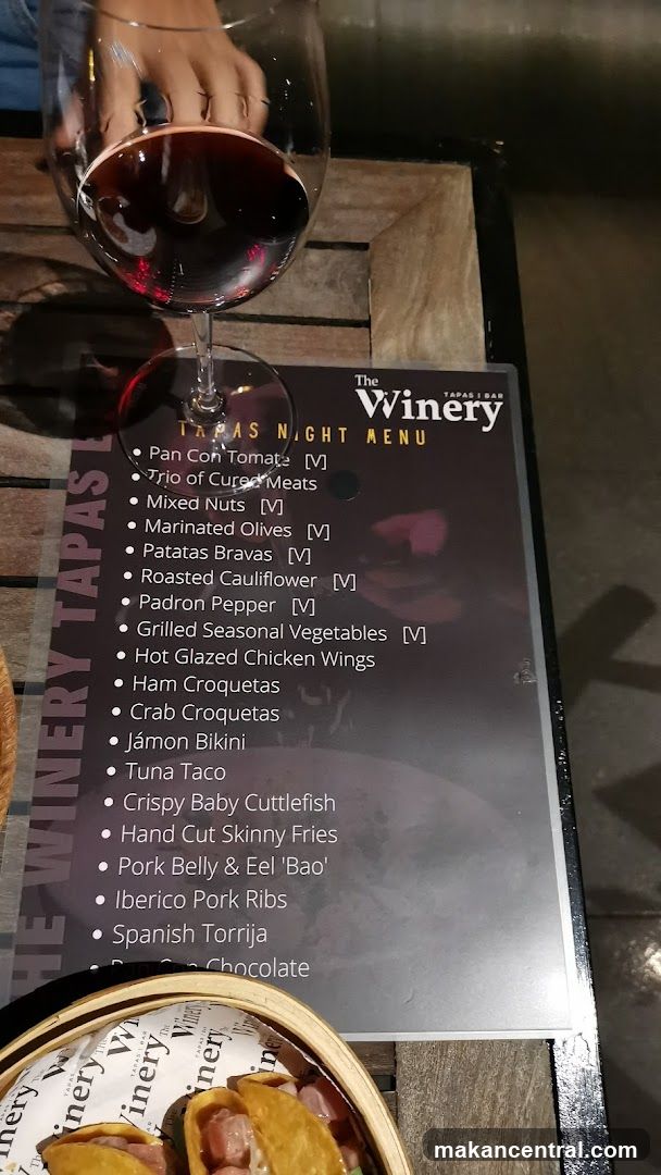 The Winery Tapas Night Menu