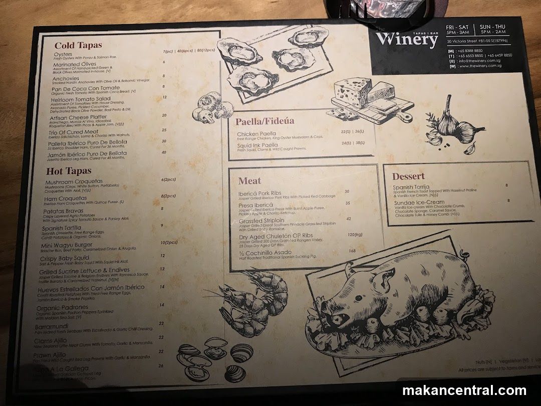 Winery Menu