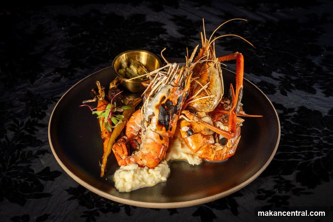 Grilled Prawns with Mashed Potatoes and Carrots