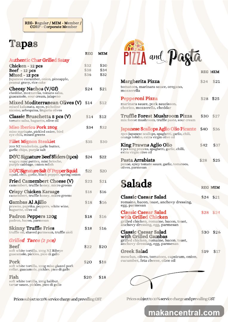 Tapas, Pizza and Pasta, Salads