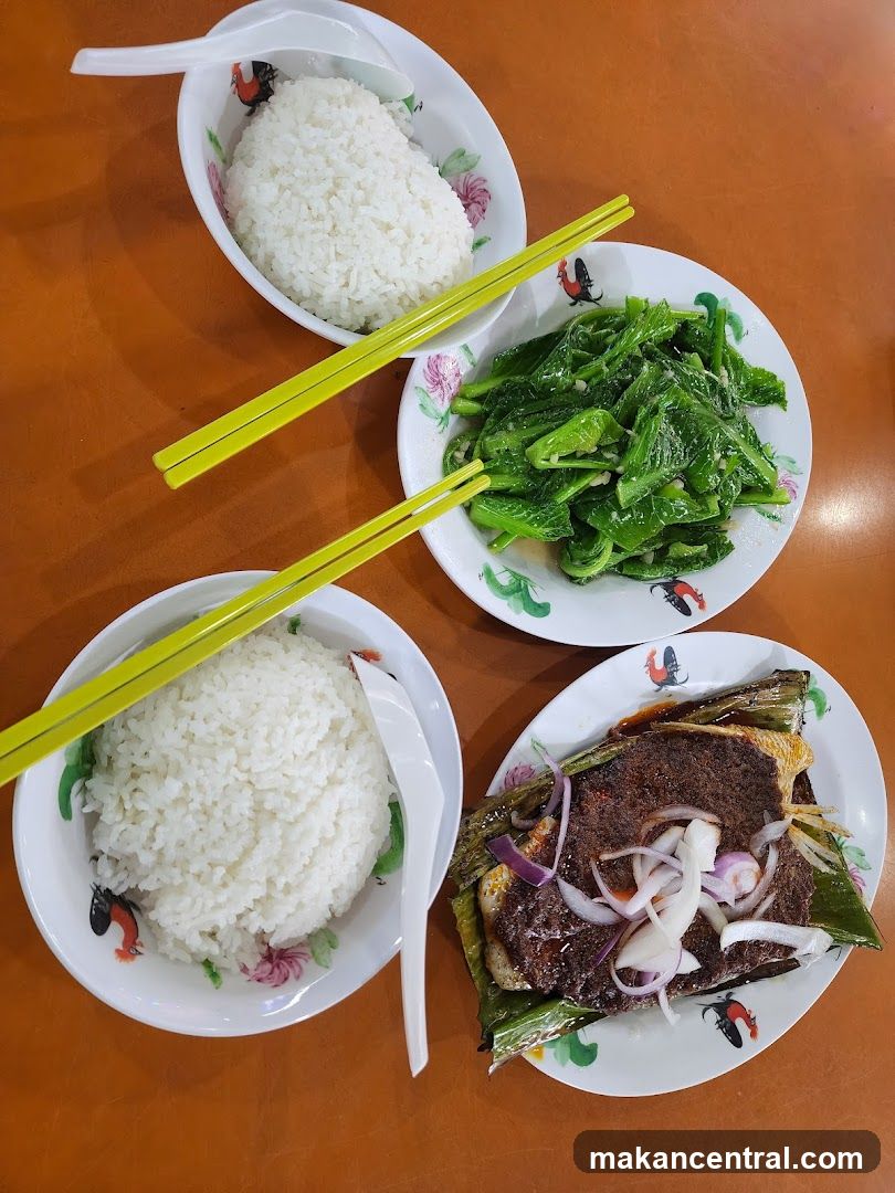 Meal with Rice, Vegetables, and Fish