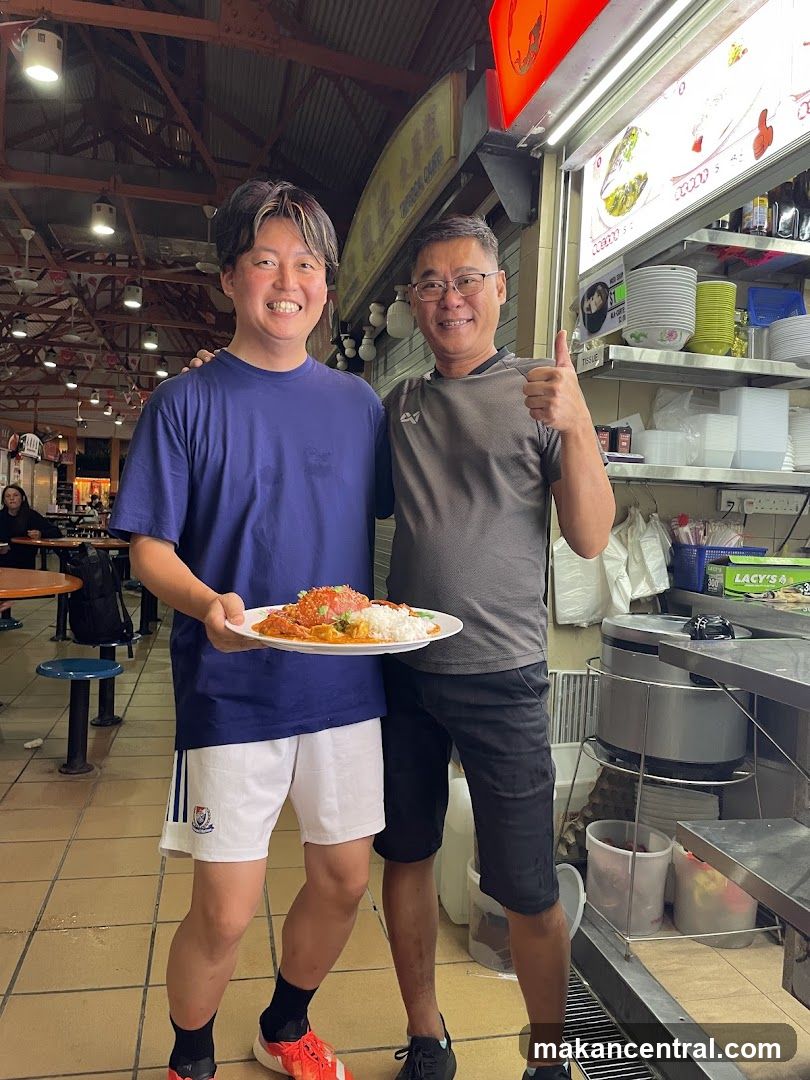 Two Men Posing with Food