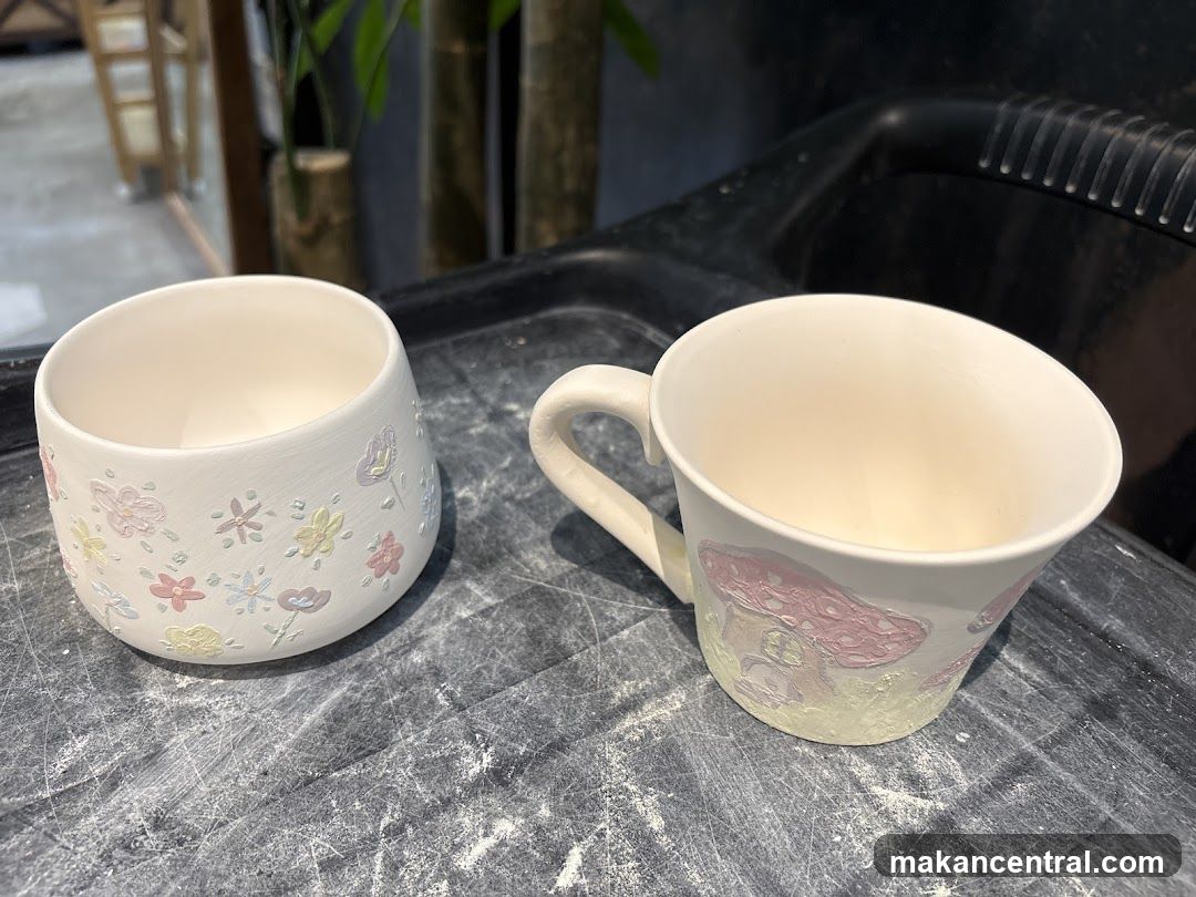 Ceramic Mugs with Decorative Designs