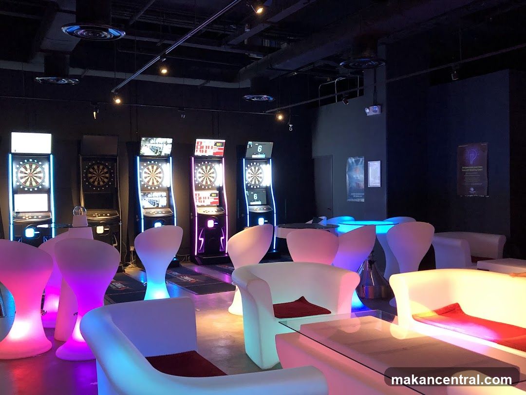 Modern Dart Lounge with Futuristic Seating