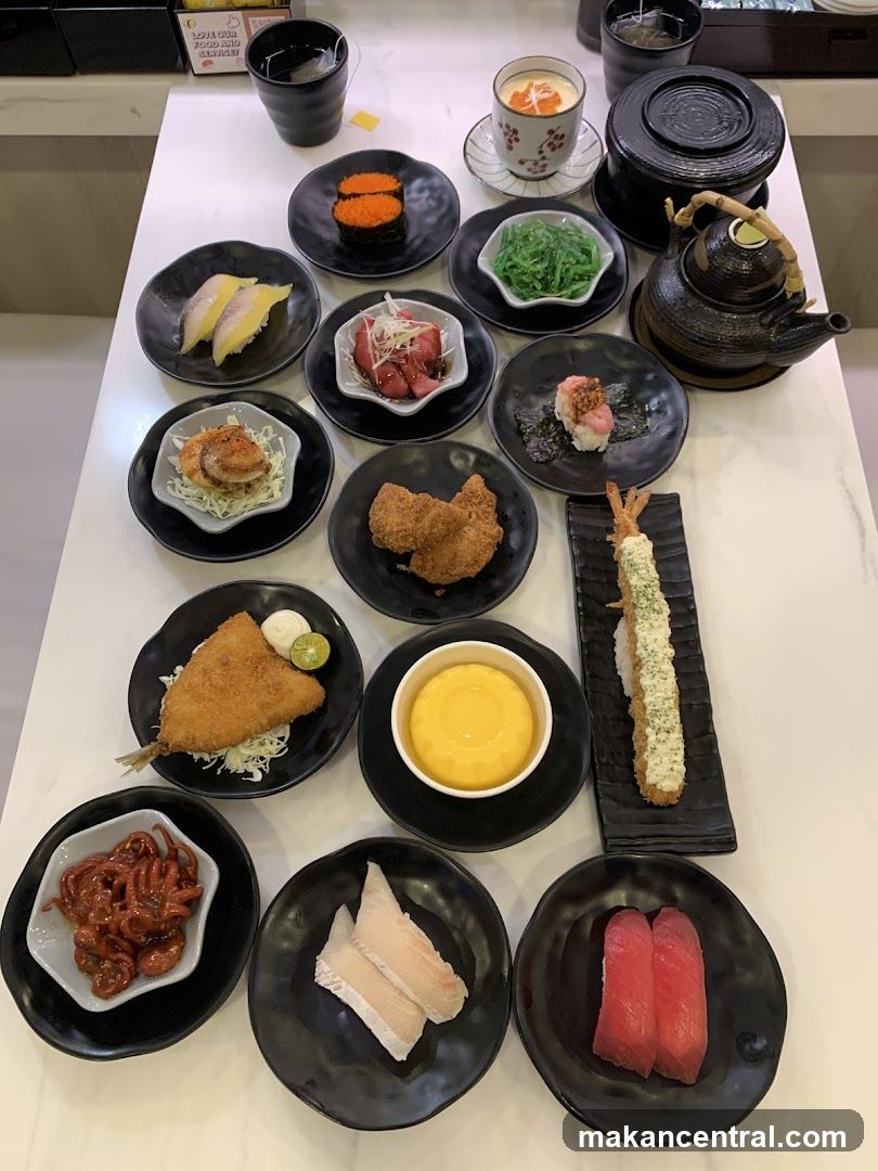 Assortment of Sushi and Japanese Dishes