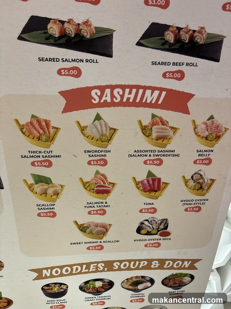 SASHIMI, NOODLES, SOUP & DON
