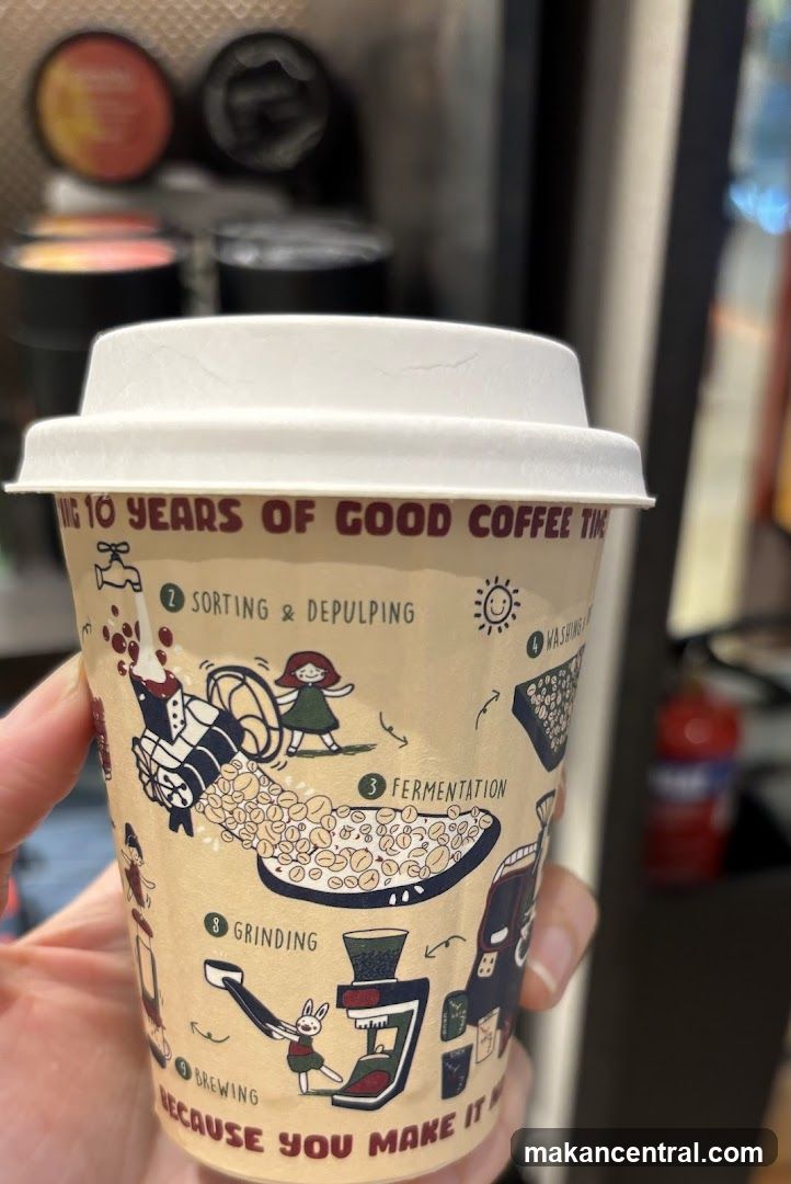 Coffee Cup with Brewing Process Illustration