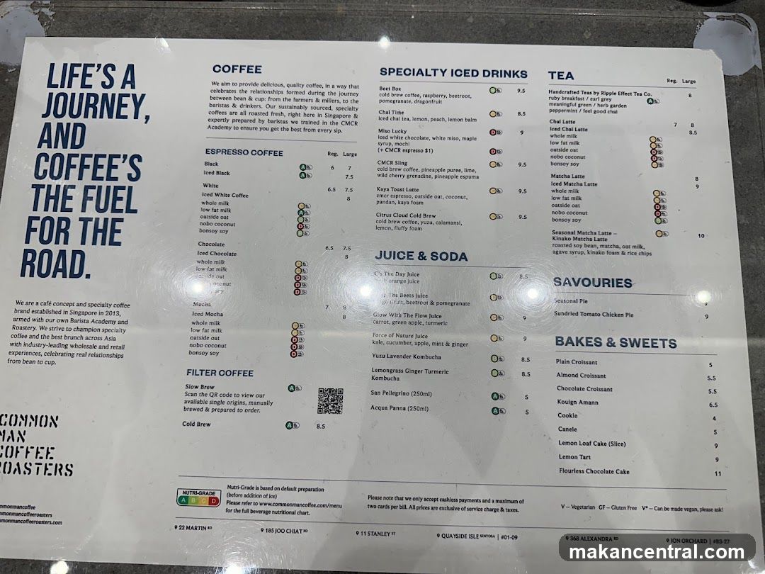 Common Man Coffee Roasters Menu