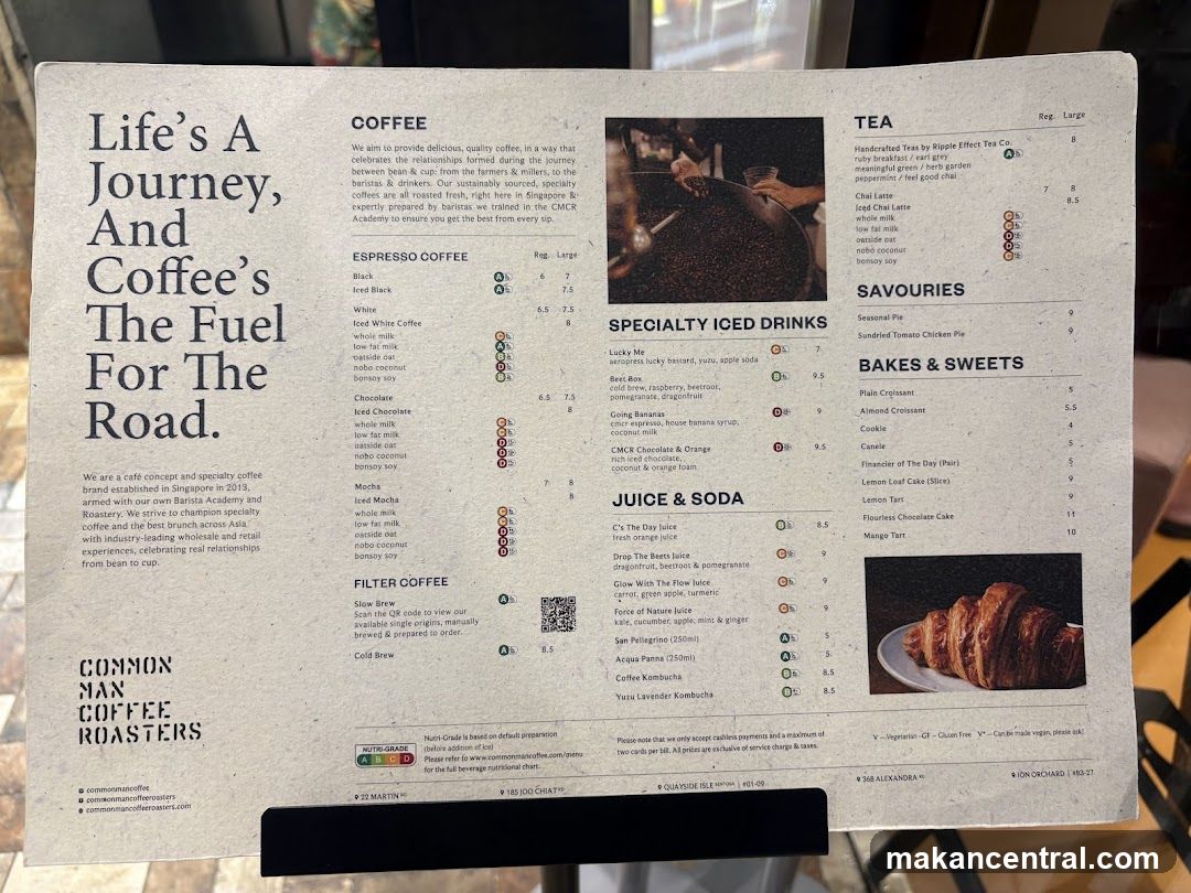 Common Man Coffee Roasters Menu
