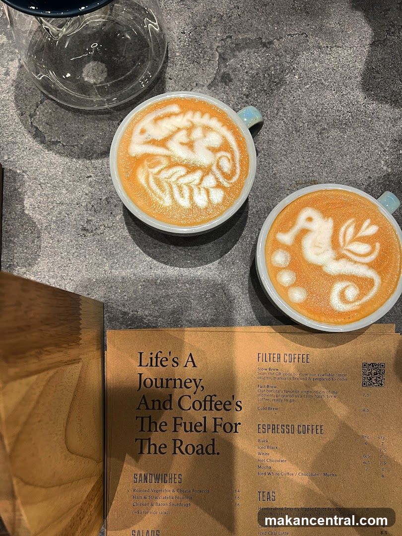 Coffee with Latte Art and Menu