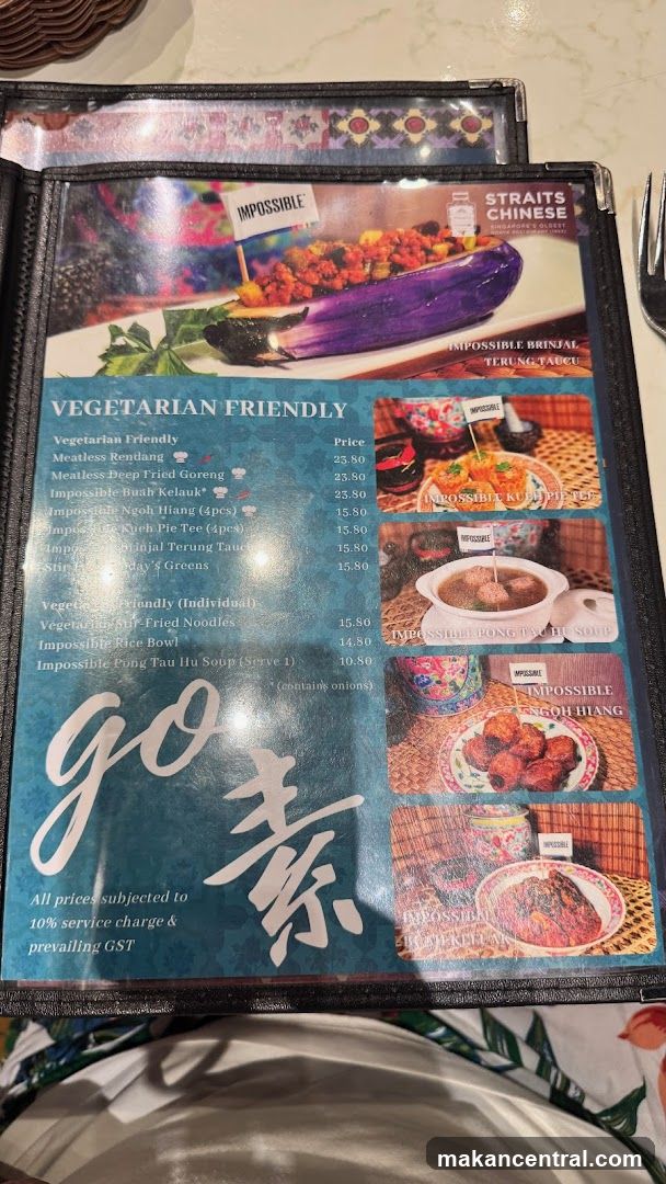 Straits Chinese Vegetarian Friendly Menu