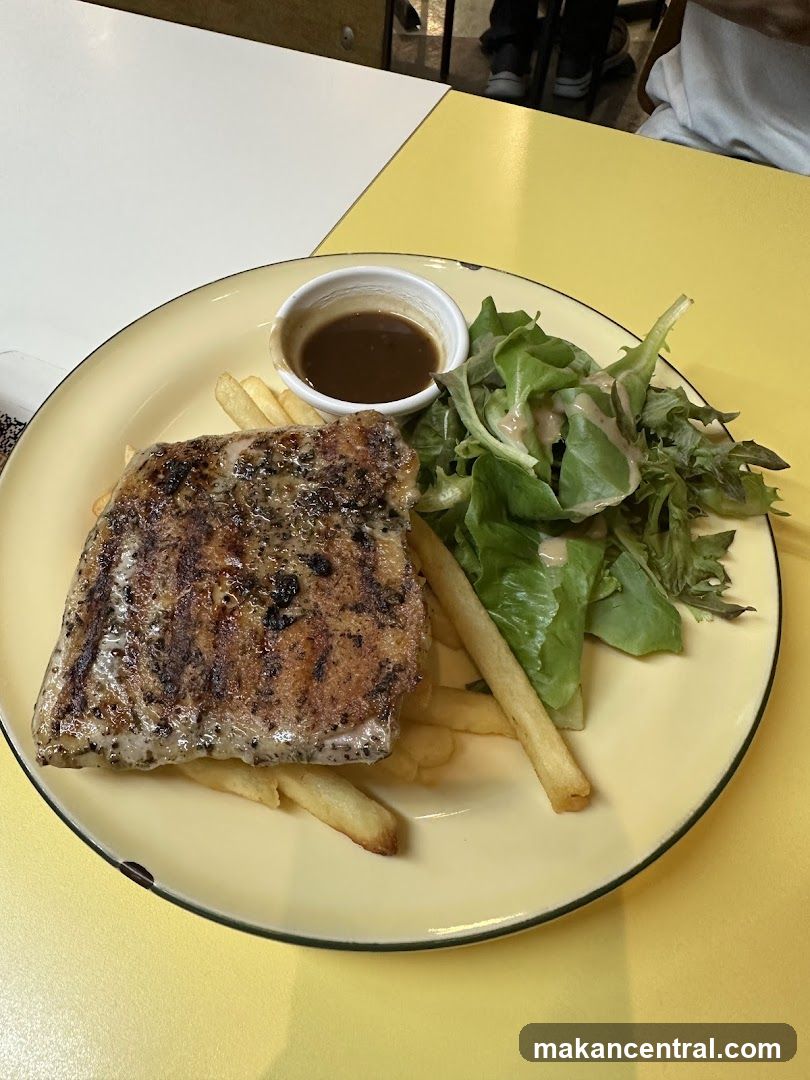 Grilled Fish with Fries and Salad