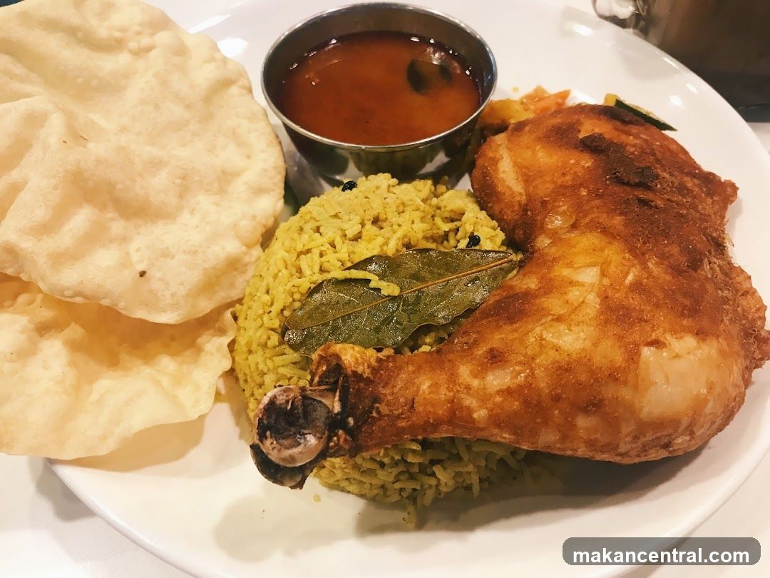 Chicken Biryani with Papadum and Curry