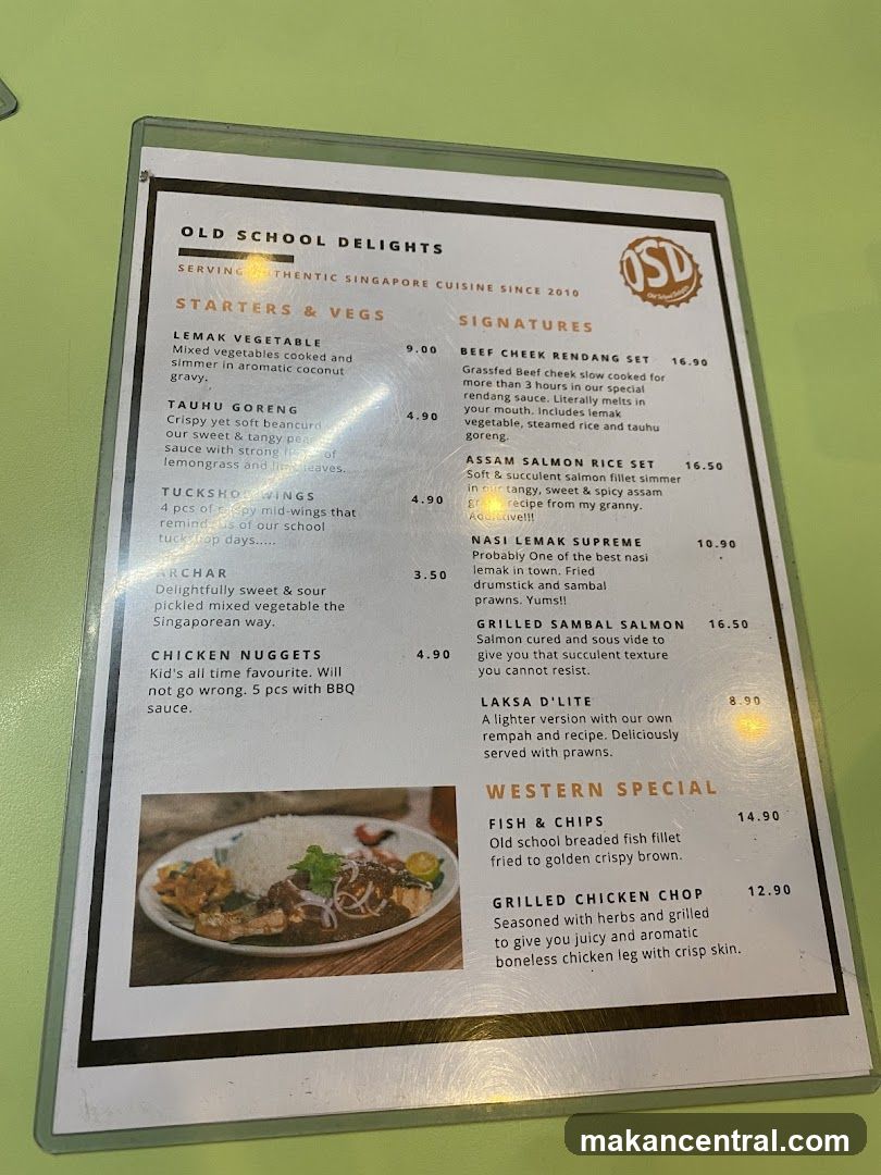 Old School Delights Menu