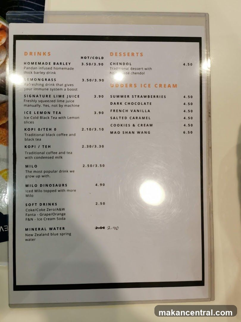 Drinks and Desserts Menu