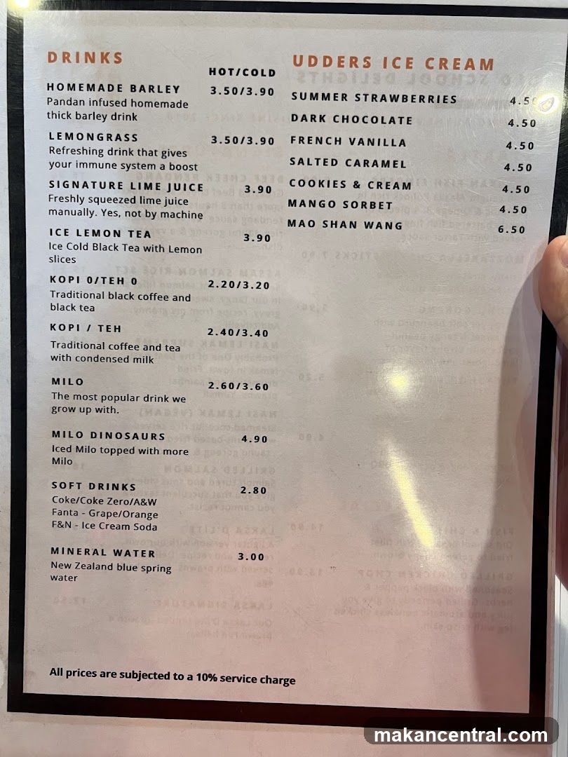 Udder's Ice Cream Menu
