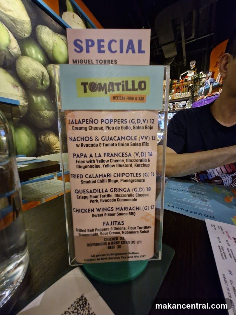 Tomatillo Mexican Food & Bar Menu