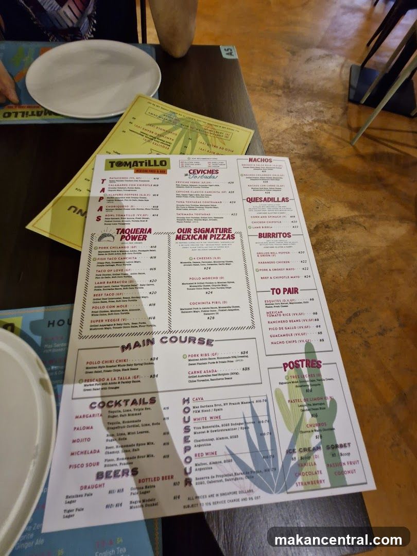 Tomatillo Mexican Food & Bar Menu