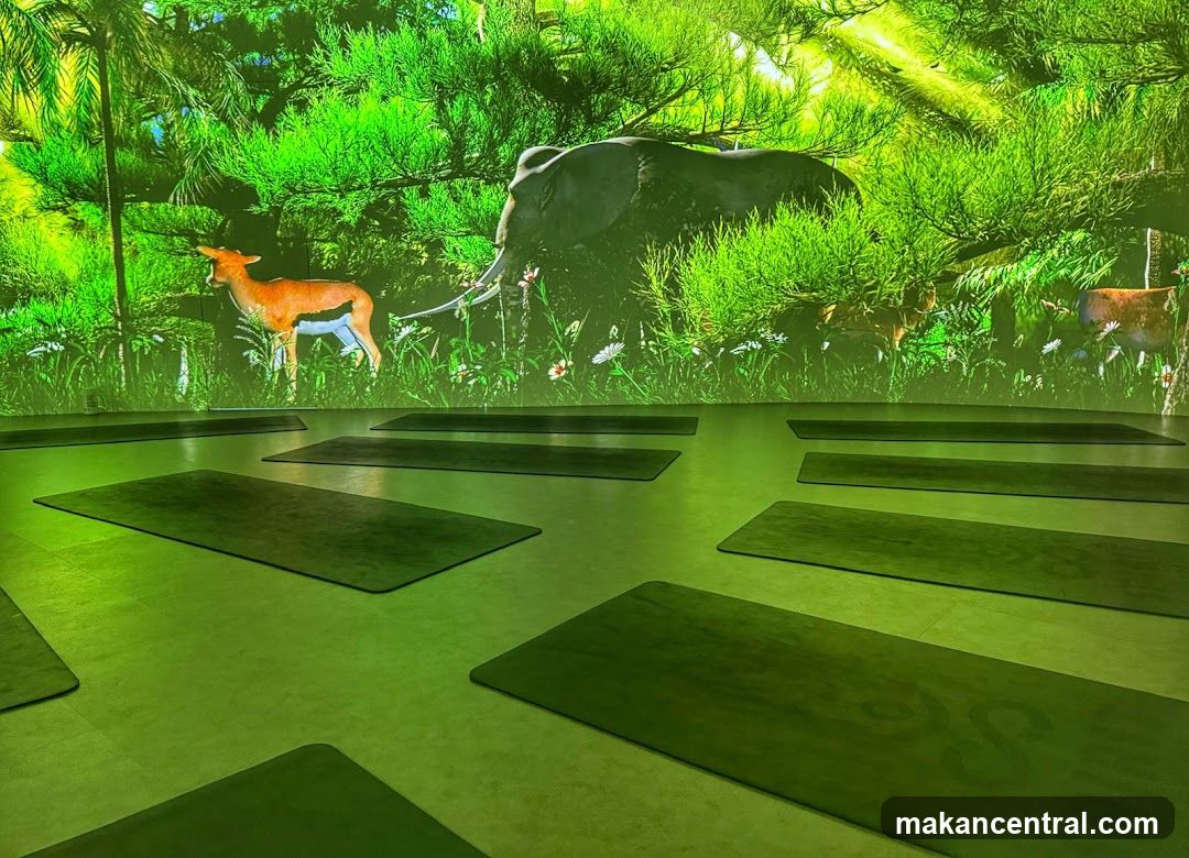 Yoga Mats in a Nature-Themed Room