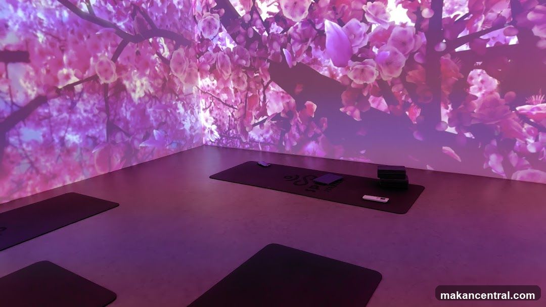 Yoga Studio with Cherry Blossom Projection