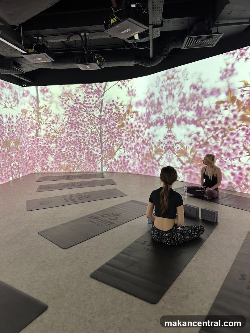 Yoga Studio with Cherry Blossom Projection