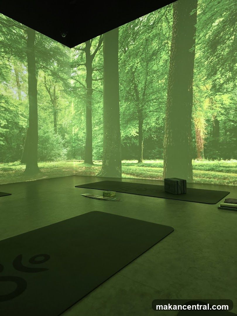 Yoga Studio with Forest Projection